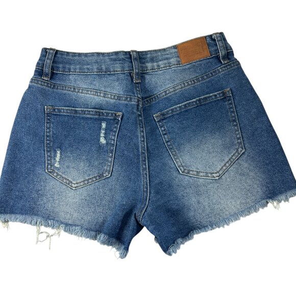 Project Rebel Juniors Size 3 Denim Jean Booty Shorts Distressed Cutoffs Frayed - Picture 2 of 11
